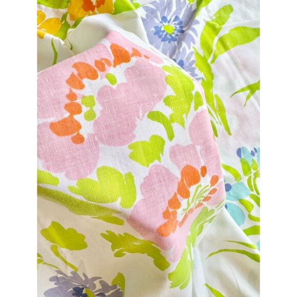 Vintage MARTEX Presslin 303 Floral Print Cotton Poly Muslin Full Flat Sheet Set - Picture 6 of 14